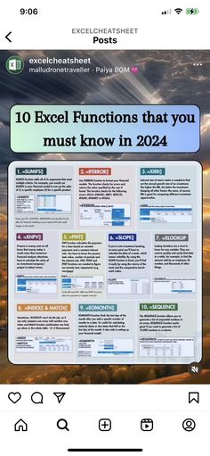 an iphone screenshot with the text 10 excel functions that you must know in 2021