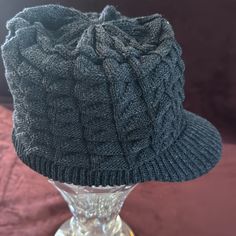 Questions? Leave A Comment Below! Super Soft Could Be Unisex Casual Cable Knit Hat For Fall, Gray Winter Hat With Visor, Black Knit Beanie For Outdoor, Outdoor Black Knit Beanie, Black Soft Knit Hats, Black Knit Hat One Size, Black Hats For Cold Weather In Fall, One Size Gray Knit Hat, One Size Black Knit Hat