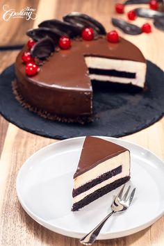 a slice of chocolate cake on a plate