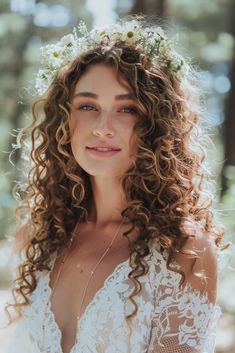 110  Stunning Ideas for Curly Bridal Hair | Matched Hearts Curly Natural Wedding Hair, Red Curly Hair Wedding Hairstyles, Super Curly Wedding Hair, Curly Bride Hair, Curly Hair With Crown, Bride Hairstyles Curly Hair, Curly Hair Wedding Styles Naturally, Naturally Curly Bridal Hair, Curly Hair Wedding Styles