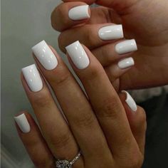 Super Cute And Stylish Ships In 5-10 Business Days Oval Nails Designs, Milky Nails, Long Press On Nails, White Acrylic Nails, Short Square Acrylic Nails, Color Nails, White Nail, Oval Nails, Square Acrylic Nails