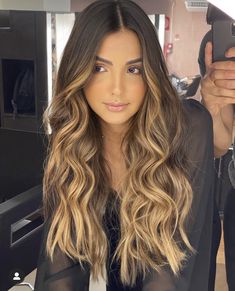 Caramel Balayage With Money Piece, Dark Ombre Hair, Honey Blond, Long Hair Color, Blonde Hair Inspiration, Blonde Hair Looks