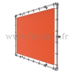 an image of a red screen with metal bars on the bottom and bottom part,