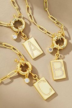 Uncommon James Initial Chain Monogram Necklace | Anthropologie Uncommon James, Outfit Plan, Fashion Friday, Monogram Necklace, Layered Look, Color Combos, Cream Color, Cubic Zirconia, Anthropologie