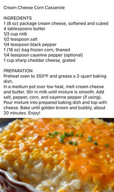 a recipe for creamy cheesy corn casserole