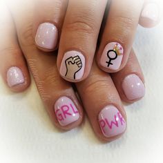 Feminism Nails, Feminist Nail Art, Feminist Nails, Shellac Cake Pop, Ombre French Nails, National Womens Day, Pride Equality, Shellac Manicure, Minimalist Nail