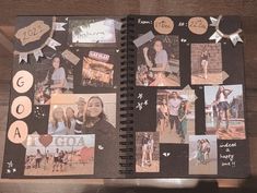 an open notebook with pictures and words on it