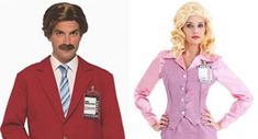 two people dressed up in costumes one is wearing a suit and the other has a mustache