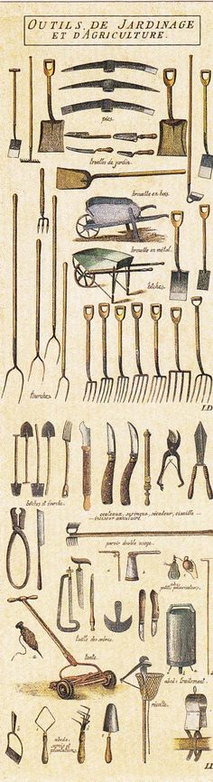 an old illustration of tools used in the 19th century