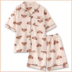 Pajamas Women Korean, Cute Pyjamas Korean, Korean Pajamas Shorts, Pajamas Aesthetic Shorts, Cute Sleepwear Women, Cute Pajamas Set, Cute Sleepwear Korean, Cute Pjamamas, Pjamamas Outfit