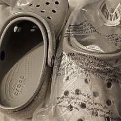 If You Are A Size 5 And A 1/2 Or 5. You Can Wear These Beautiful Silver Crocs Crocs Aesthetic, Shoes Color, Christmas List, Women's Shoes Sandals, Shoes Sandals, Birthday Gifts, Thing 1, Size 6, Glitter