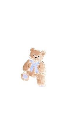 a watercolor drawing of a teddy bear on a white background with the letter k