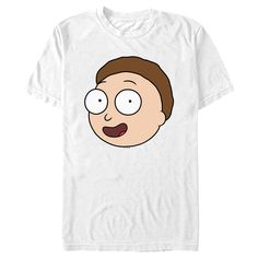 Join everyone's favorite science duo, Rick and Morty, for the new season as they go on more space adventures! This officially licensed Rick and Morty Smiling Big Head Men's Tee features a big, smiling Morty head. Wear this new graphic tee while you watch Morty try to keep his genius grandpa under control! Size: small. Color: white. Gender: male. Age Group: adult. Pattern: Fictitious Character. Material: Cotton. Character Graphic, Head Wear, Big Head, Large Man, Slim Fit Shorts, Rick And Morty, Classic Man, Mens Graphic Tee, New Man