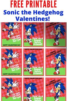 sonic the hedgehog valentine's day card with free printables