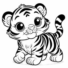 a cute little tiger cub with big eyes