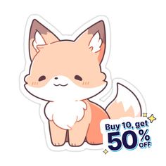 a sticker with an image of a fox on it's face and the words buy