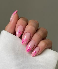 Pink Summer Nails, Almond Acrylic Nails, Oval Nails, Nail Designs Summer, Chrome Nails