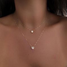 Heart Rhinestone Two-Layer Necklace, Gold Plated. قلادات متدلية, Daily Jewelry, Versatile Jewelry, Drop Pendant Necklace, Luxury Necklace, Chain Choker Necklace, Crystal Necklace Pendant, Mua Sắm, Travel Jewelry