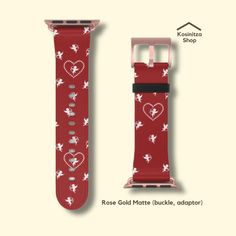 Valentines Day Watch Band, Sweetheart Themed Strap, Compatible with Apple Watch, Girly and Stylish Watch Band for Women by KosinitzaShop on Etsy Matching Phone Cases, Gold Tile, Thoughtful Gifts For Her, Aesthetic Phone Case, Apple Watch Series 1, Stylish Watches, Phone Charm, Feeling Special, Feel Special