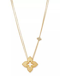 Roberto Coin 18K Yellow Gold Venetian Princess Diamond Pendant Necklace, 30" | Bloomingdale's Double Chain Pendant, Roberto Coin Necklace, Roberto Coin Jewelry, Buffet Plate, Gold Coin Necklace, Double Diamond, Roberto Coin, Garden Kitchen, Princess Diamond