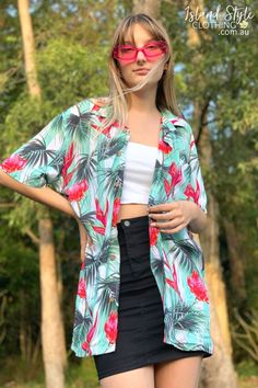 We're loving this new Summer Daze Shirt! ⁠Printed with palm leaves, exotic waratah and bird of paradise flowers over abstract stripes. Can be easily paired with your favourite wardrobe staples. Perfect for a music festival, beach party, Aloha Friday or casual wear. Keep your wardrobe fresh with our new arrivals. #hawaiianshirt #partyshirt #alohashirt #islandstyleclothing #festivalshirt #beachtobar #summerstaples #party #summerdaze #stripeshirt #ladiesshirt #ladieshawaiianshirt #womens #shirt Aloha Party, Paradise Flowers