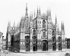 an old black and white photo of a cathedral