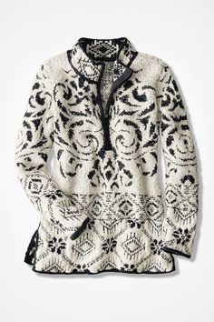 Celebrate winter’s beauty in our Alpine Lodge Pullover Sweater with dimensional snowflake motifs and a lofty texture. Stand collar with quarter zip, deep side slits for easy movement. Imported. Linen Ankle Pants, Alpine Lodge, Petite Sweaters, Pointelle Sweater, Latest Sweater, Sweater Season, Shrug Cardigan, Pullover Cardigan, Plus Size Sweaters