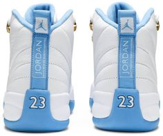 The Air Jordan 12 Retro GG ‘University Blue’ is a grade school only version of the Air Jordan 12 Retro ‘Melo .’ the 2014 colorway worn by Carmelo Anthony during his stint with the Denver Nuggets. The design features a white tumbled leather upper with University Blue accents on the Jumpman . lining . heel [...] Air Jordan 4 Fire Red Outfit, Air Jordan 1 Dior, Jordan 4 Fire Red, Sneaker Displays, Jordan Retro 12, Nike Shoes Girls, Nike Fashion Shoes, Air Jordan 12, Subwoofer Box