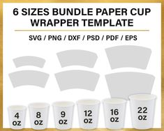 6 sizes bundle paper cup wrapper template