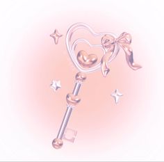 an illustration of a heart shaped key with stars around it and a bow on top