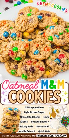 an advertisement for cookies and m & m cookies