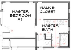 If you’ve been following along with my design journal for a while, you’ll know that I often talk about redlining plans , which refers to the process of going through floor plans, for the purpose of improving them. The process is similar to what a proofreader does with a written document, but in thi Walk In Closet Off Bathroom, Long Narrow Bathroom With Closet Layout, Bedroom Addition Off Kitchen, Basement Master Suite Layout, Primary Bedroom And Bathroom Layout, Master Closet Off Bathroom, Bathroom Master Closet Combo, Master Closet In Bathroom Layout, Bathroom And Closet Combo Master Floor Plan