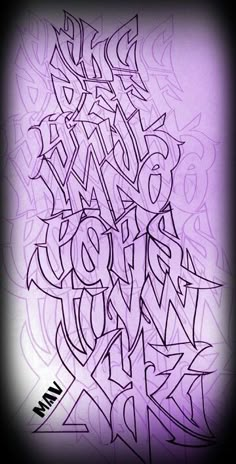 some graffiti writing on a purple wall