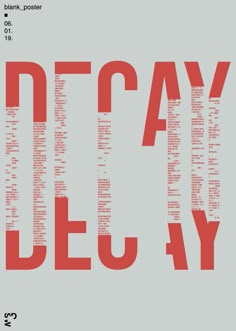 an image of the words decay written in red on a gray background with black letters