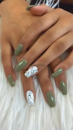 Summer Nails Art, Fancy Nail Art, Green Acrylic Nails, Nails Art Designs, Gel Nail Art Designs, Summer Nail Art, Fall Nail Art Designs