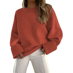 Fantaslook Sweaters for Women Oversized Crewneck Long Sleeve Fuzzy Chunky Knit Pullover Sweaters Tops Trendy Fall Outfits  Experience the ultimate in comfort and style with oversized sweaters for women. This long sleeve, chunky knit pullover is designed to keep you warm and cozy during the chilly fall months. Made from high-quality, fuzzy fabric, womens sweater feels soft fuzzy against your skin and adds a touch of luxury to your everyday wardrobe. The oversized fit and classic crewneck design m Cheap Playful Red Sweater, Oversized Soft Knit Red Tops, Affordable Oversized Red Sweater, Cozy Red Crew Neck Sweater, Red Oversized Soft Knit Sweater, Fuzzy Fabric, Fall Months, Tops Trendy, Womens Sweater