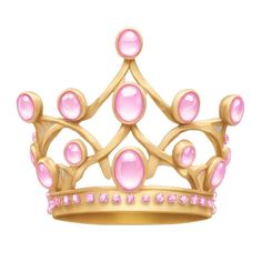 a gold crown with pink stones on it