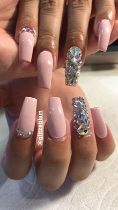 Glam Nails, Fabulous Nails, Classy Nails, Bling Nails, Cute Acrylic Nails