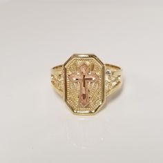 "Thanks for shopping our vintage estate store. We tend to sell well below wholesale and truly hope you enjoy all of our items. Many of the items are one of a kind, so please enjoy scrolling through the pictures and hopefully something will catch your eye. Black spots are from the reflections. Estate 10k yellow rose gold cross filigree ring. Ring size: 7 Setting: 5/8\" by 1/2\" Band width: 2.5mm Weight: 2.10 grams Stunning ring, marked 10k. As with most estate items there may be some wear on item Gold Rings For Women Mexican, Jewelry Photography Tutorial, Real Gold Rings, Cross Rings, Quinceanera Jewelry, Xoxo Jewelry, Heart Shaped Diamond Ring, Lucky Jewelry, Pretty Jewelry Necklaces