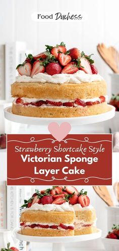 It doesn’t get better than whipped cream, fresh strawberries, and cake! ​ ​This gorgeous cake is basically Strawberry Shortcake but in layer cake format! The Strawberry ‘Shortcake’ Layer Cake features 2 buttery and tender Victorian sponge cake layers that are sandwiched over a thick layer of mascarpone whipped cream and juicy, fresh macerated strawberries! The Strawberry ‘Shortcake’ Layer Cake is finished off with more mascarpone whipped cream and strawberries.