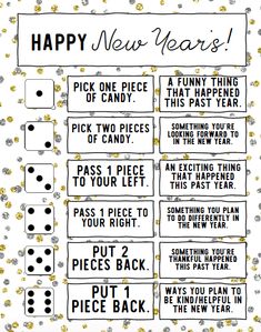 a new year's card with the words happy new year written in black and white