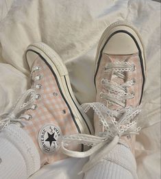 White And Pink Converse, Coquette Shoes Converse, Coquette Sneakers, Pink Converse With Hearts, Pink Converse Lace-up Canvas Shoes, Converse Aesthetic, Cute Sneakers, Girly Shoes