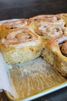 A baking sheet close up of fresh hot cinnamon rolls, one is missing, showing the light & fluffy sides of the remaining cinnamon rolls Whole Wheat Cinnamon Rolls, Wheat Cinnamon Rolls, Cinnamon Rolls With Icing, Wheat Berry Recipes, Sourdough Cinnamon Rolls, Fresh Dates, Date Recipes