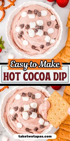 easy to make hot cocoa dip with marshmallows and chocolate chips