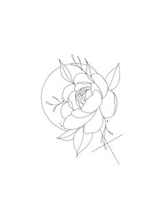 a black and white drawing of a flower