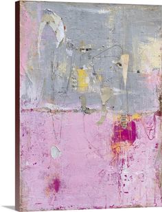 an abstract painting with pink and grey colors