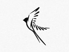 a black and white drawing of a bird flying in the air with its wings spread