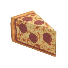 a pizza box that is shaped like a slice of pizza with toppings on it