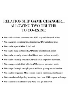 Transform your relationship dynamics with this game changer! 🌟 Explore the power of co-existing truths, fostering understanding and connection. 💑 Elevate communication, embrace differences, and nurture a bond that withstands challenges. Discover the secret to lasting love and partnership. Ready to embark on a journey of deeper connection? Click to unveil the game changer for your relationship! 💖 #RelationshipGameChanger #DeepConnection #LoveAndUnderstanding Enm Relationships, How To Communicate Better Relationships, Relationship Principles, Relationship Contract Dating, Relationship Checklist, Relationship Games, Relationship Lessons, Relationship Therapy, Secret Relationship