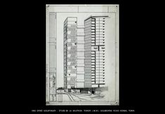 an architectural drawing of a tall building